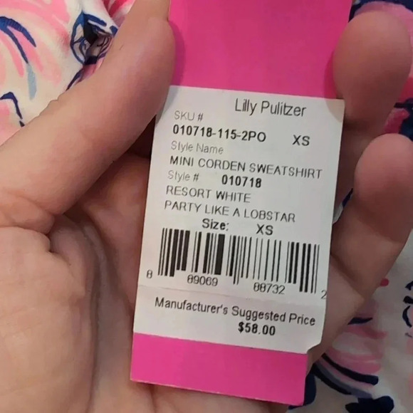 LILLY PULITZER GIRLS MINI CORDEN SWEATSHIRT, PARTY LIKE A LOBSTAR, NWT - Picture 5 of 5